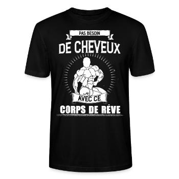 Ce Corps De Reve Citation Homme Chauve - T-shirt bio CRAFTER Stanley Stella Unisexe - noir - Devant - Alina (178cm) & Michal (187cm)