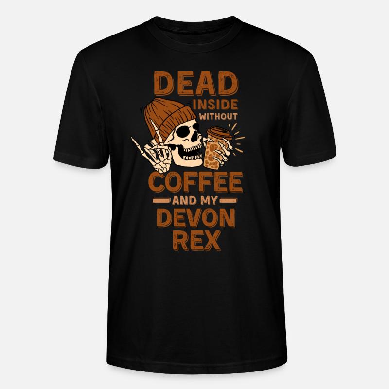Coffee Devon-rex lover - Stanley/Stella CRAFTER Unisex Organic T-Shirt - black