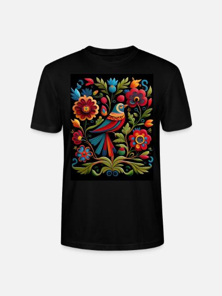 Vogel und Blumen - Stanley/Stella Unisex Bio-T-Shirt CRAFTER - Schwarz