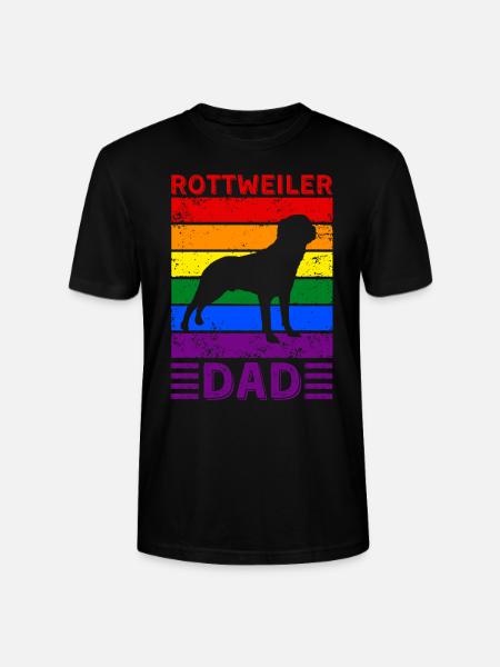 Rottweiler Dad LGBTQ Rainbow Flag - Stanley/Stella CRAFTER Unisex Organic T-Shirt - black