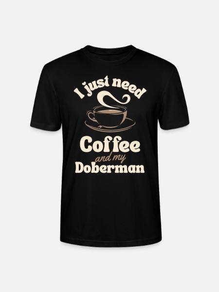 Coffee Doberman lover - Stanley/Stella CRAFTER Unisex Organic T-Shirt - black