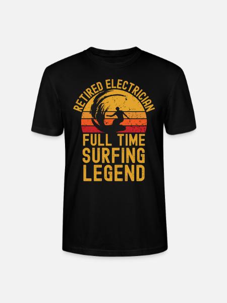 Retired electrician surfing legend - Stanley/Stella CRAFTER Unisex Organic T-Shirt - black