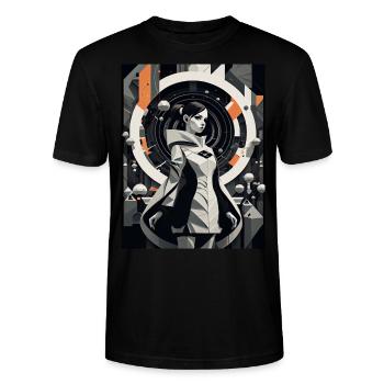 Anime Art | Futuristic Girl - Stanley/Stella Unisex Bio-T-Shirt CRAFTER - Schwarz - Vorne - Alina (178cm) & Michal (187cm)