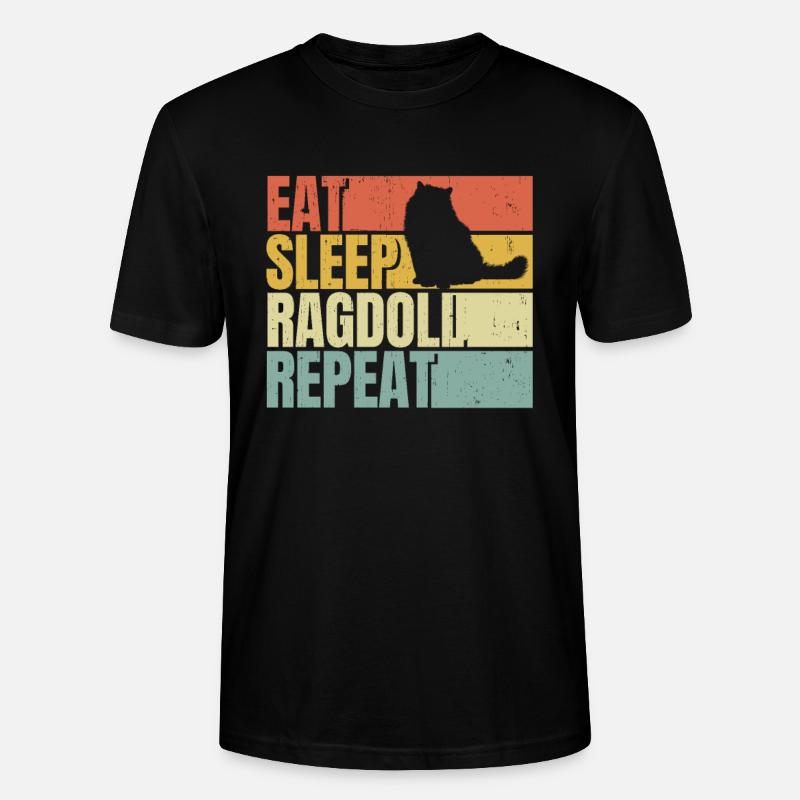 Manger dormir Ragdoll-cat répéter - T-shirt bio CRAFTER Stanley Stella Unisexe - noir