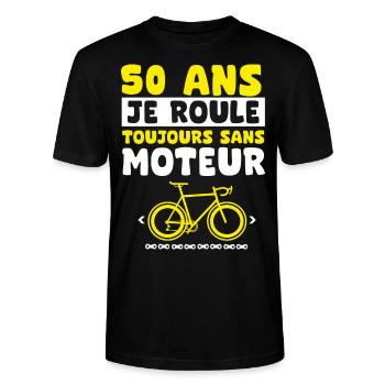 vélo 50 ans anniversaire - T-shirt bio CRAFTER Stanley Stella Unisexe - noir - Devant - Alina (178cm) & Michal (187cm)