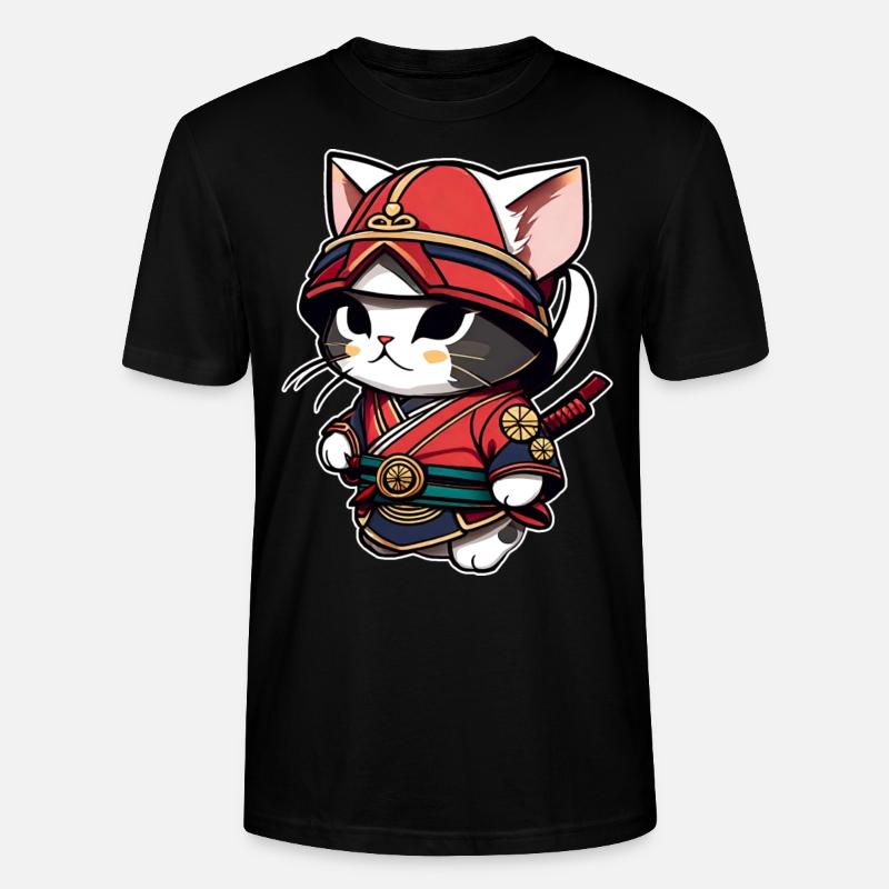 Chat samouraï mignon - T-shirt bio CRAFTER Stanley Stella Unisexe - noir