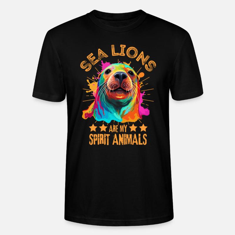 Bunter Seelöwe Robbe Seehund - Stanley/Stella Unisex Bio-T-Shirt CRAFTER - Schwarz