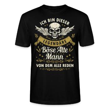 Böser Alter Mann Legende Sarkasmus Spruch Lustig - Stanley/Stella Unisex Bio-T-Shirt CRAFTER - Schwarz - Vorne - Alina (178cm) & Michal (187cm)