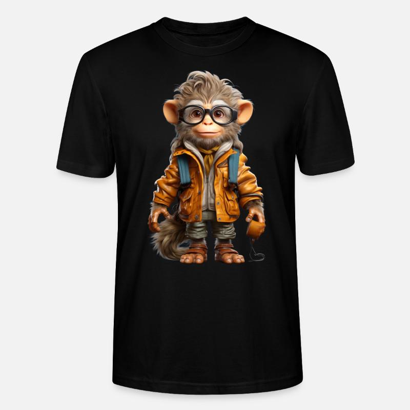 Udo der Entdecker Affe - Stanley/Stella Unisex Bio-T-Shirt CRAFTER - Schwarz