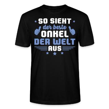 Bester Onkel der Welt Patenonkel - Stanley/Stella Unisex Bio-T-Shirt CRAFTER - Schwarz - Vorne - Alina (178cm) & Michal (187cm)
