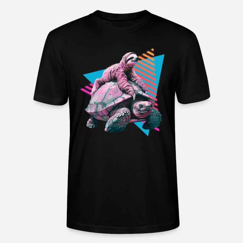 Sloth rides turtle - Stanley/Stella CRAFTER Unisex Organic T-Shirt - black