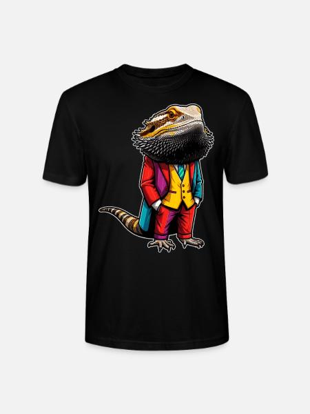 Bearded Dragon Lizard - Stanley/Stella CRAFTER Unisex Organic T-Shirt - black