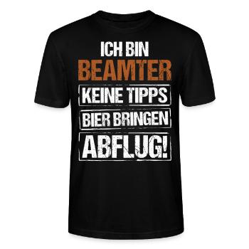 Ich bin Beamter - Bier bringen und Abflug - Stanley/Stella Unisex Bio-T-Shirt CRAFTER - Schwarz - Vorne - Alina (178cm) & Michal (187cm)
