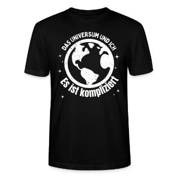 Das Universum und ich - Es ist kompliziert - Stanley/Stella Unisex Bio-T-Shirt CRAFTER - Schwarz - Vorne - Alina (178cm) & Michal (187cm)