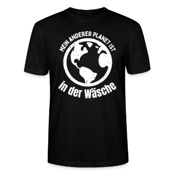 Mein anderer Planet ist in der Wäsche - Stanley/Stella Unisex Bio-T-Shirt CRAFTER - Schwarz - Vorne - Alina (178cm) & Michal (187cm)