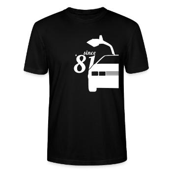 Since 1981 / DeLorean - T-shirt bio CRAFTER Stanley Stella Unisexe - noir - Devant - Alina (178cm) & Michal (187cm)