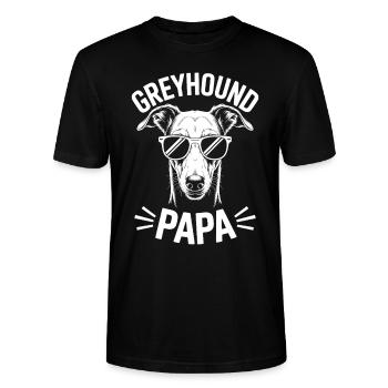 Greyhound Saying, Greyhound Dad, Greyhound Gift - Stanley/Stella CRAFTER Unisex Organic T-Shirt - black - Front - Alina (178cm) & Michal (187cm)