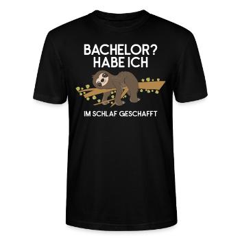 Fauler Faulenzer Relax Faultier Spruch Bachelor - Stanley/Stella Unisex Bio-T-Shirt CRAFTER - Schwarz - Vorne - Alina (178cm) & Michal (187cm)
