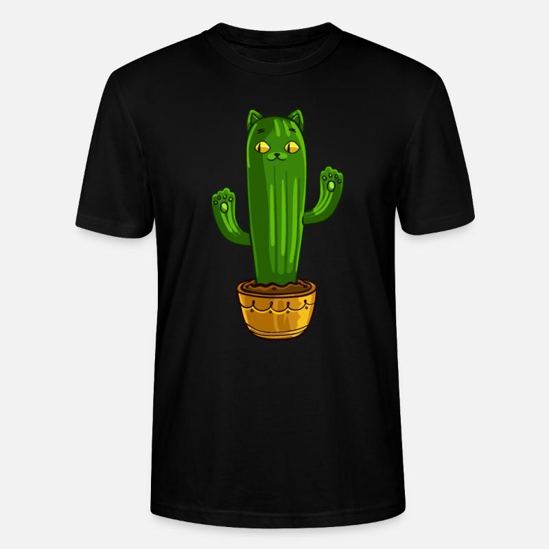 Catcus Cactus Katze Süße Katzenliebe Geschenk - Stanley/Stella Unisex Bio-T-Shirt CRAFTER - Schwarz
