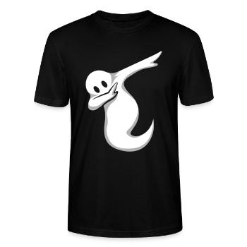 Ghost Halloween Dab Geist Party Geschenkidee Shirt - Stanley/Stella Unisex Bio-T-Shirt CRAFTER - Schwarz - Vorne - Alina (178cm) & Michal (187cm)