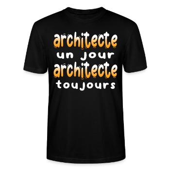 ARCHITECTE JOUR ARCHITECTURE HUMOUR CITATION DRÖLE - T-shirt bio CRAFTER Stanley Stella Unisexe - noir - Devant - Alina (178cm) & Michal (187cm)