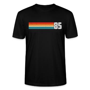 T-shirt rétro 1985 85 vintage 1985 - T-shirt bio CRAFTER Stanley Stella Unisexe - noir - Devant - Alina (178cm) & Michal (187cm)