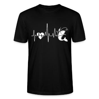 Angeln Angeln Herzschlag - Stanley/Stella Unisex Bio-T-Shirt CRAFTER - Schwarz - Vorne - Alina (178cm) & Michal (187cm)