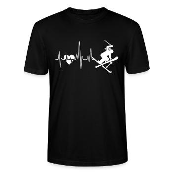 Skifahren Skifahren Heartbeat - Stanley/Stella Unisex Bio-T-Shirt CRAFTER - Schwarz - Vorne - Alina (178cm) & Michal (187cm)