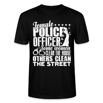 Policier Femme Officier de police - T-shirt bio CRAFTER Stanley Stella Unisexe - noir - Devant - Alina (178cm) & Michal (187cm)