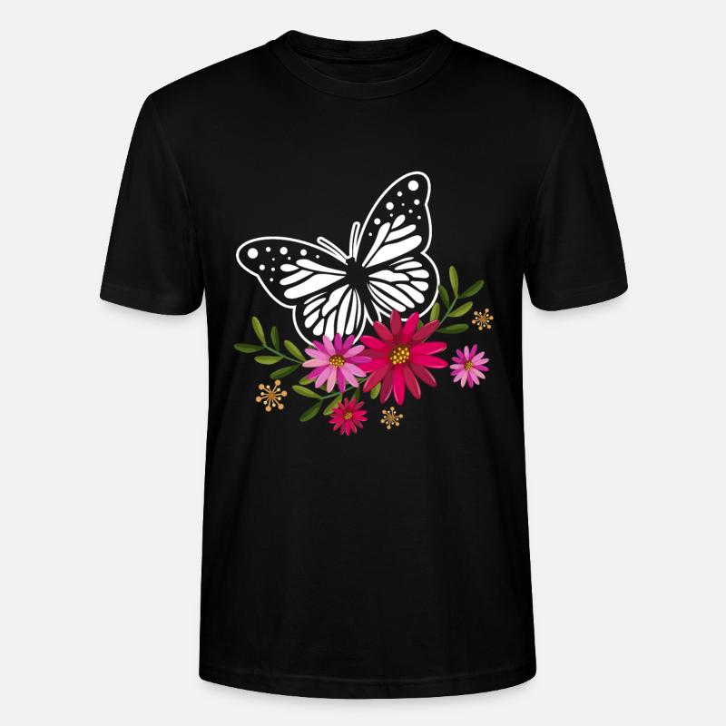 Papillon avec des fleurs - T-shirt bio CRAFTER Stanley Stella Unisexe - noir