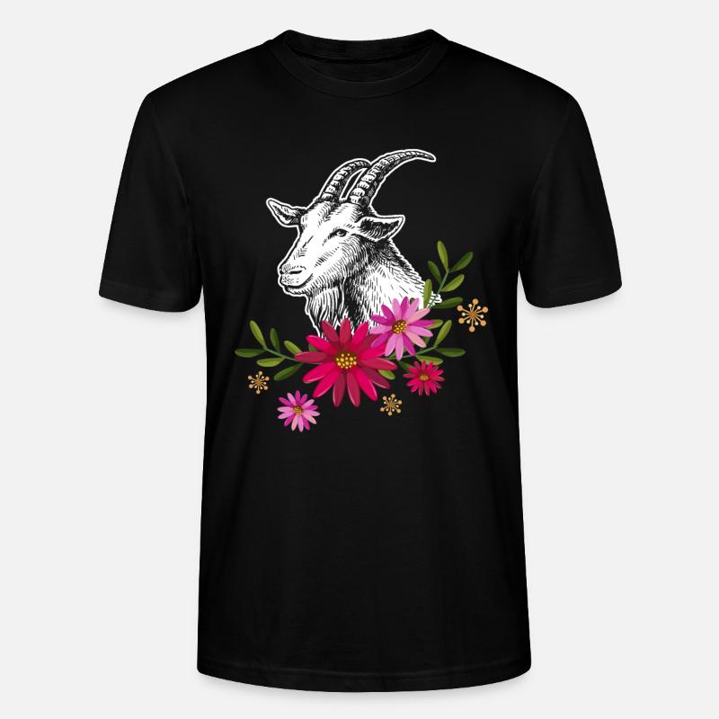 Chèvre avec des fleurs - T-shirt bio CRAFTER Stanley Stella Unisexe - noir