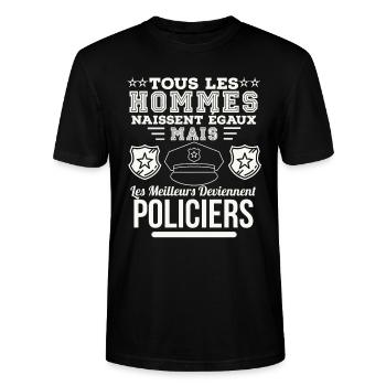 Policiers - T-shirt bio CRAFTER Stanley Stella Unisexe - noir - Devant - Alina (178cm) & Michal (187cm)