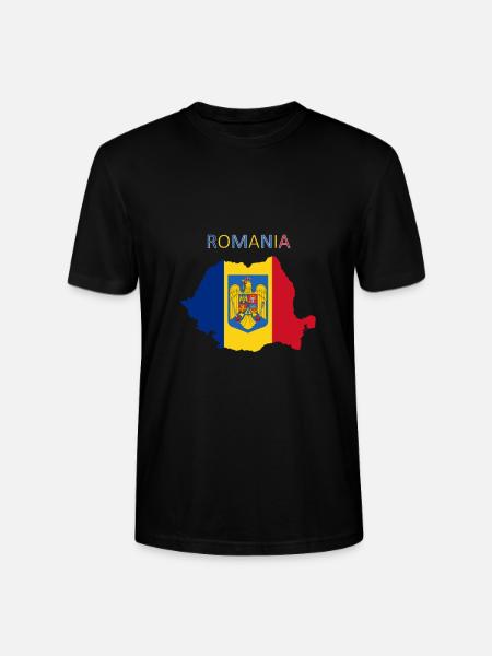 Romania flag - art design - Stanley/Stella CRAFTER Unisex Organic T-Shirt - black