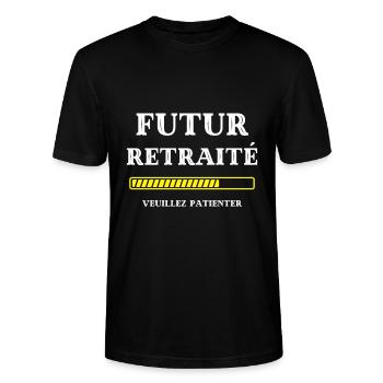 t shirt futur retraité humour retraite homme papy - T-shirt bio CRAFTER Stanley Stella Unisexe - noir - Devant - Alina (178cm) & Michal (187cm)