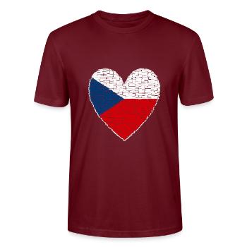Tschechien Czechia Herz Kunstdesign Prag - Stanley/Stella Unisex Bio-T-Shirt CRAFTER - Burgunderrot - Vorne - Alina (178cm) & Michal (187cm)