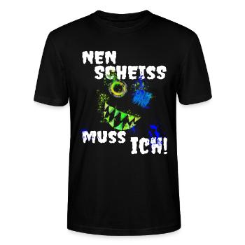 Monster - nen Scheiss muss ich - Stanley/Stella Unisex Bio-T-Shirt CRAFTER - Schwarz - Vorne - Alina (178cm) & Michal (187cm)