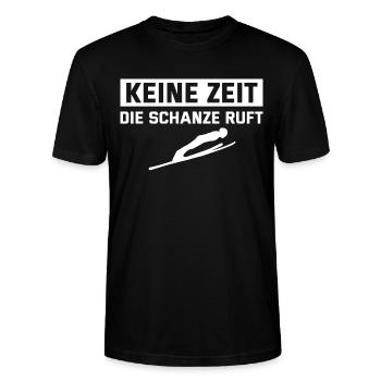 Skispringen Die Schanze ruft Skispringer - Stanley/Stella Unisex Bio-T-Shirt CRAFTER - Schwarz - Vorne - Alina (178cm) & Michal (187cm)