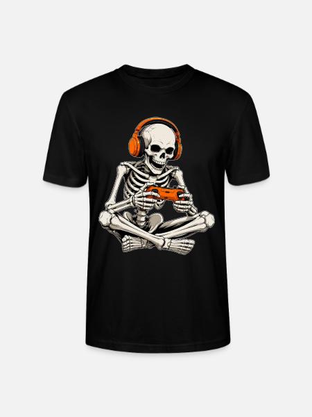 Gaming Skeleton mit Controller - Stanley/Stella Unisex Bio-T-Shirt CRAFTER - Schwarz
