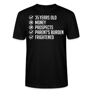 35 Jahre alt Humor Geschenk 35. Geburtstag lustig 35 Jahre alt - Stanley/Stella Unisex Bio-T-Shirt CRAFTER - Schwarz - Vorne - Alina (178cm) & Michal (187cm)