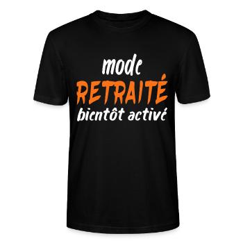 RETRAITE BIENTÖT ACTIVE CADEAU HUMOUR HUMORISTIQUE - T-shirt bio CRAFTER Stanley Stella Unisexe - noir - Devant - Alina (178cm) & Michal (187cm)