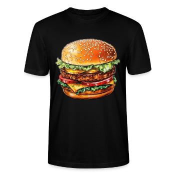 Burger - Stanley/Stella Unisex Bio-T-Shirt CRAFTER - Schwarz - Vorne - Alina (178cm) & Michal (187cm)