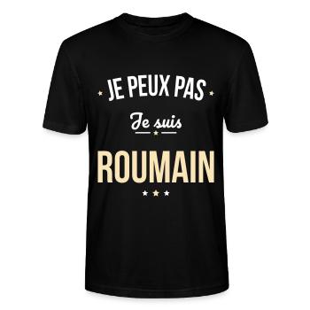 Je peux pas je suis Roumain - T-shirt bio CRAFTER Stanley Stella Unisexe - noir - Devant - Alina (178cm) & Michal (187cm)