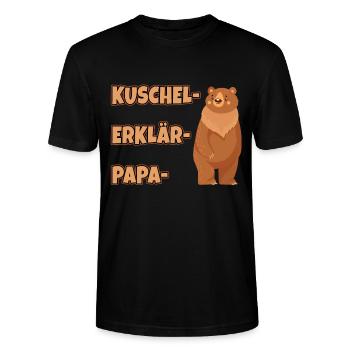 Papa Vater Erklär Bär Kuscheln Kuschelbär Bester - Stanley/Stella Unisex Bio-T-Shirt CRAFTER - Schwarz - Vorne - Alina (178cm) & Michal (187cm)