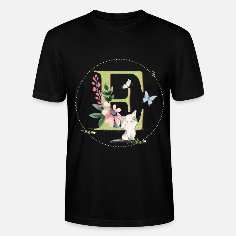 Première lettre E avec chat - T-shirt bio CRAFTER Stanley Stella Unisexe - noir
