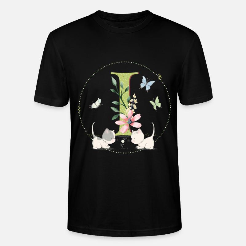 Anfangsbuchstabe I mit Katze - Stanley/Stella Unisex Bio-T-Shirt CRAFTER - Schwarz