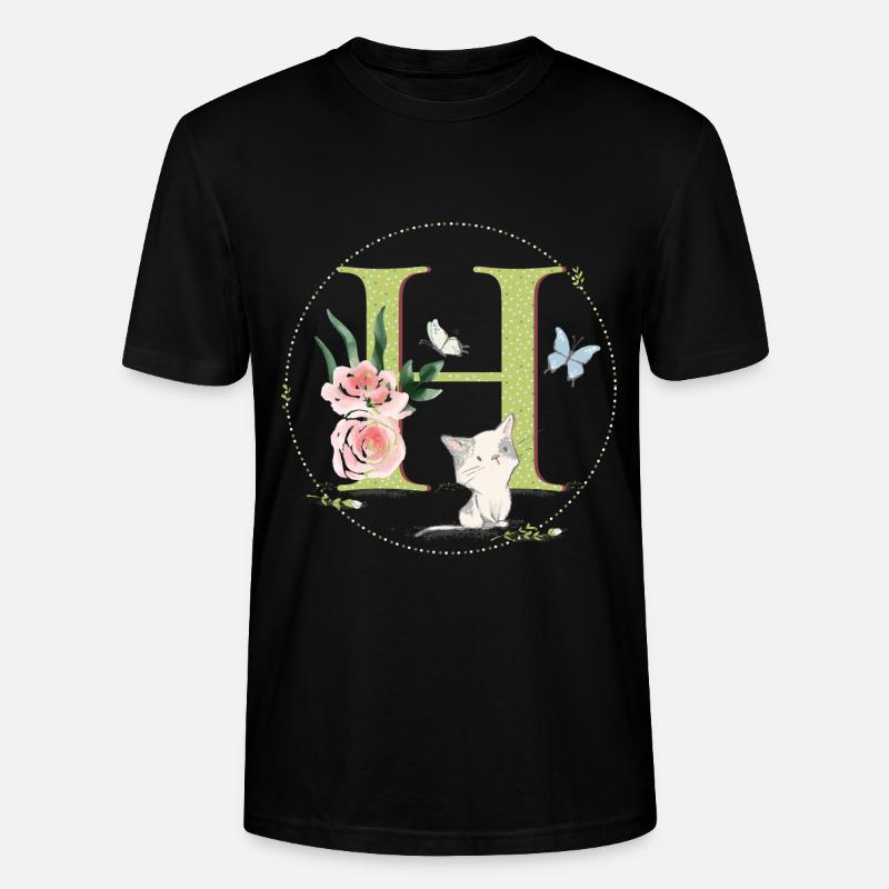 Anfangsbuchstabe A mit Katze - Stanley/Stella Unisex Bio-T-Shirt CRAFTER - Schwarz