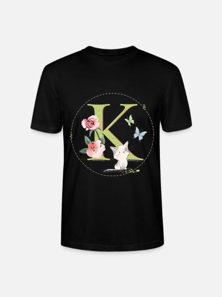 Lettre initiale K avec chat - T-shirt bio CRAFTER Stanley Stella Unisexe - noir