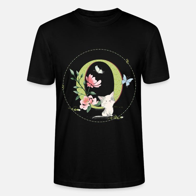 Anfangsbuchstabe O mit Katze - Stanley/Stella Unisex Bio-T-Shirt CRAFTER - Schwarz