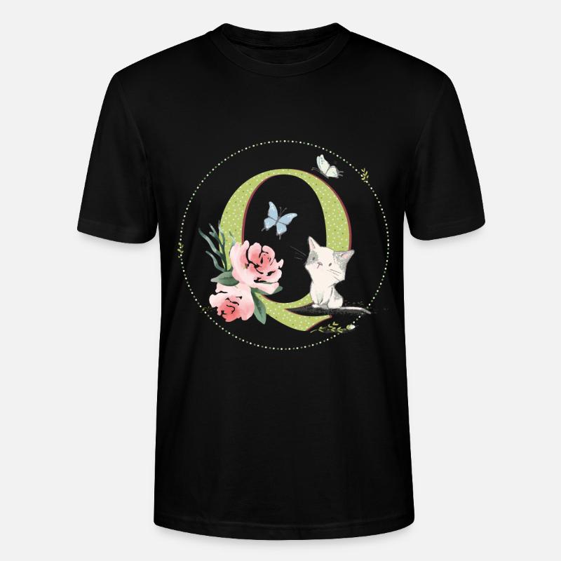 Initial letter Q with cat - Stanley/Stella CRAFTER Unisex Organic T-Shirt - black