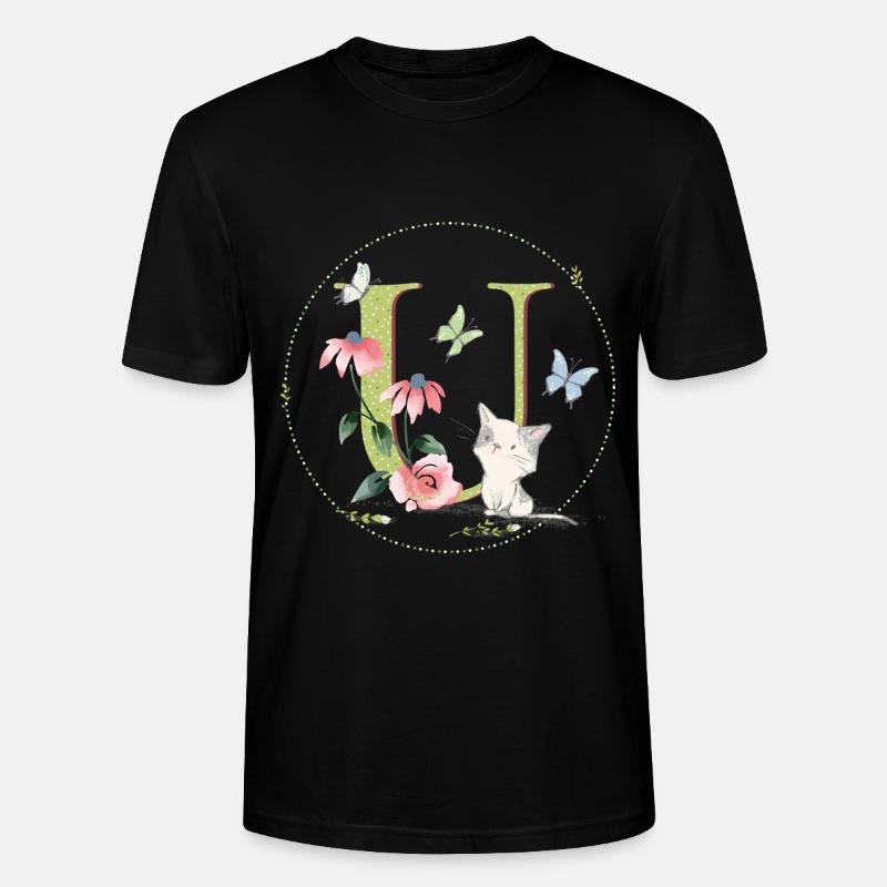 Lettre initiale U avec chat - T-shirt bio CRAFTER Stanley Stella Unisexe - noir